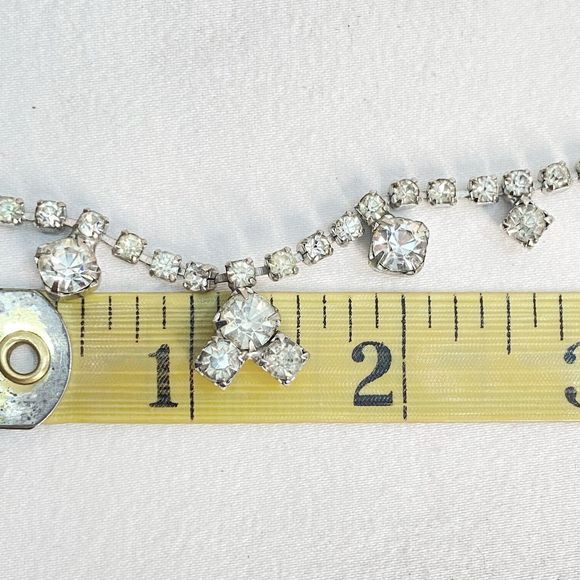 Choker Necklace Clear Rhinestone Strand Formal Evening Wear Box Clasp - Picture 9 of 9